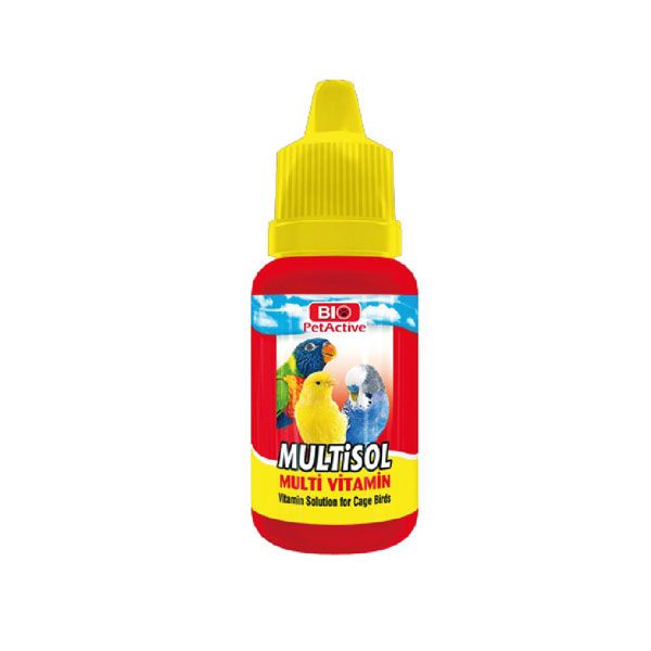 قطره مولتی ویتامین پرنده بایو پت اکتیو مدل multisol حجم 30 میلی لیتر